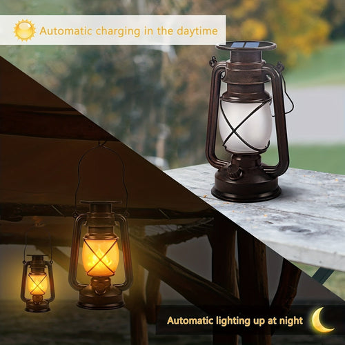Sæt med 2 Solarlanterner – Vintage Dansende Flamme LED Lygter til Have og Terrasse