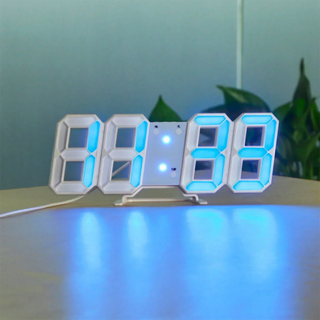 Digital 3D LED Vægur – Moderne Design med Dæmpningsfunktion og Optimal Synlighed