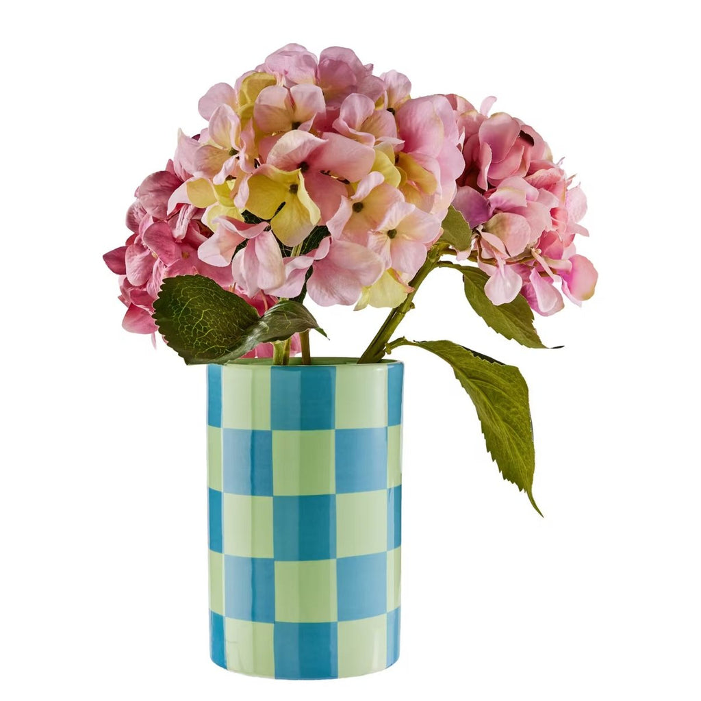 CHECKER Vase – Moderne Keramikvase med ternet mønster i pastelfarver