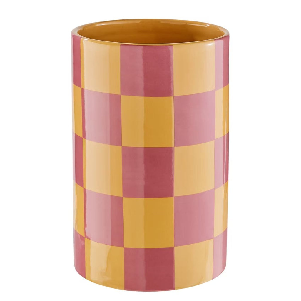 CHECKER Vase – Moderne Keramikvase med ternet mønster i pastelfarver