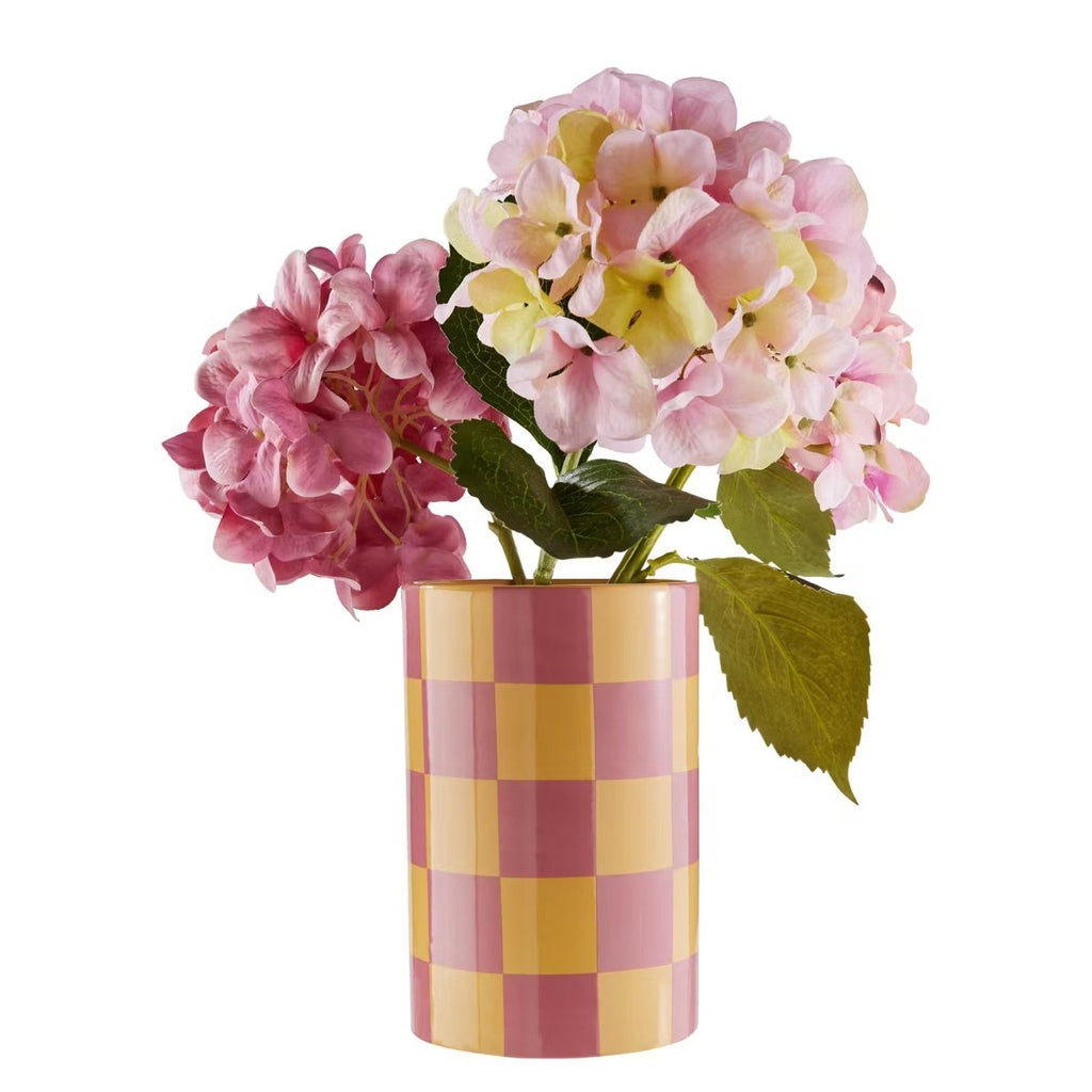 CHECKER Vase – Moderne Keramikvase med ternet mønster i pastelfarver