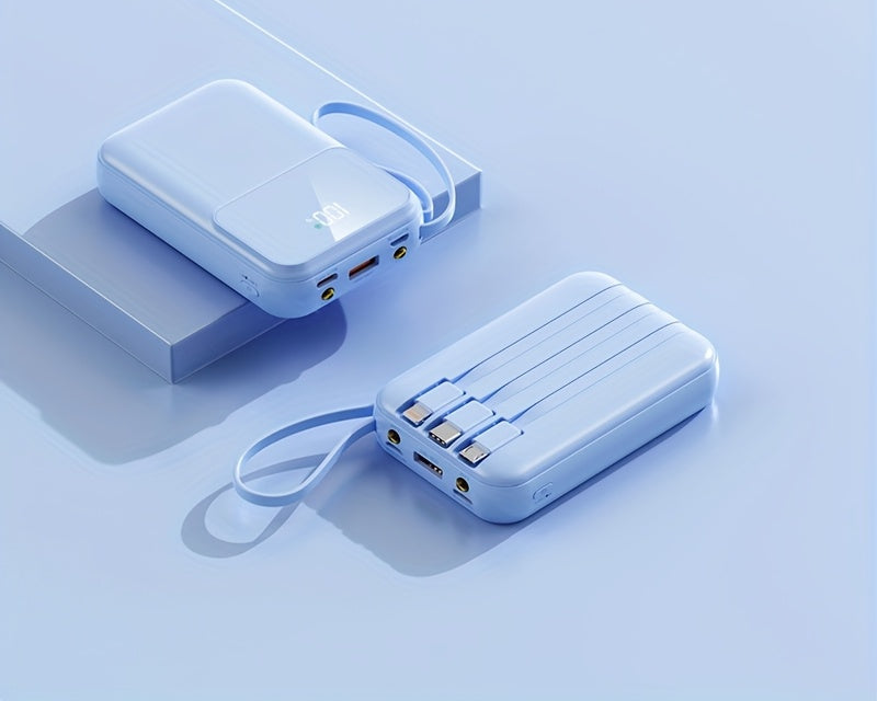 Ultimate Portable Power Bank 10000mAh - Hurtigopladning med indbyggede kabler