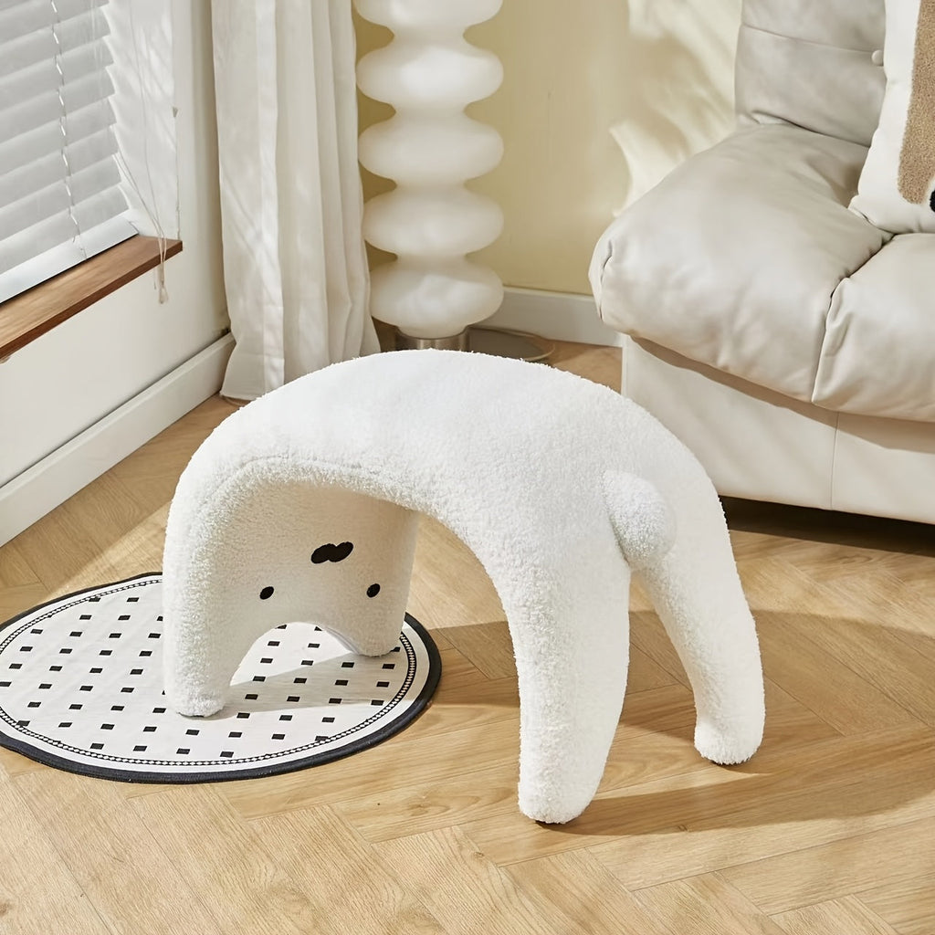 Katteformet Plush Pouf – Behagelig og Funktionel Design
