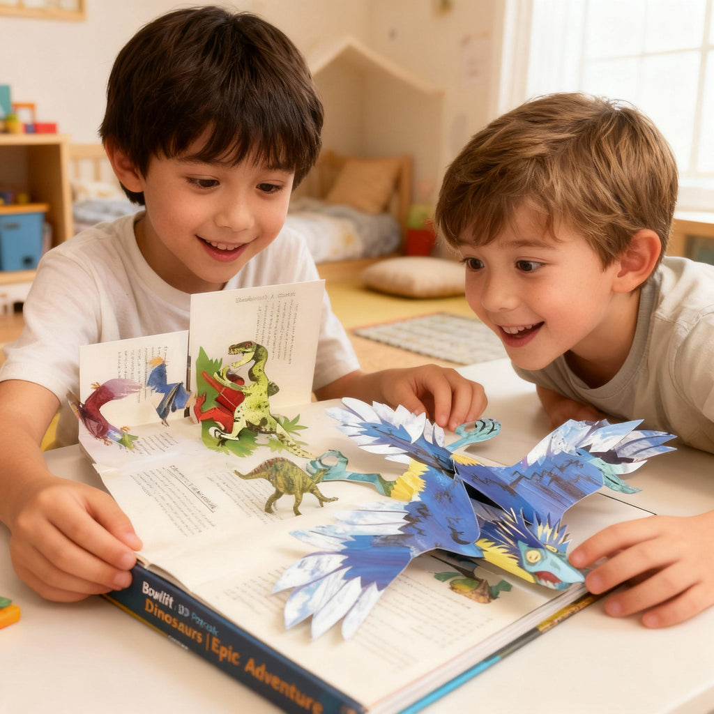3D Pop-Up Dinosaurer Bog med Interaktive Sider til Børn Edu