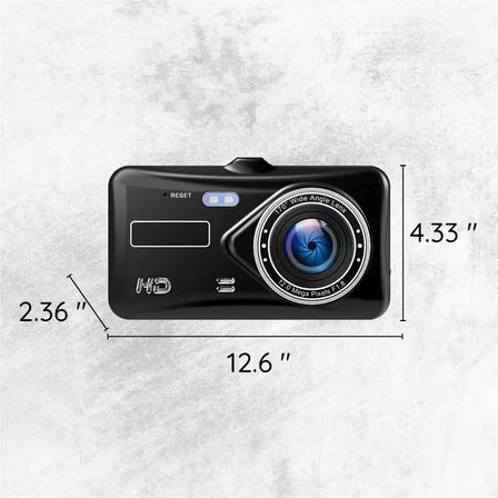 Trådløs Twin Dash Cam Med Front- eller Bagudsigtskamera, 1080p, 4-tommer LCD