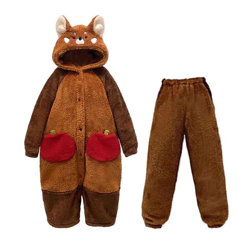 Kawaii Tegneserie Rød Panda Pyjamas Sæt