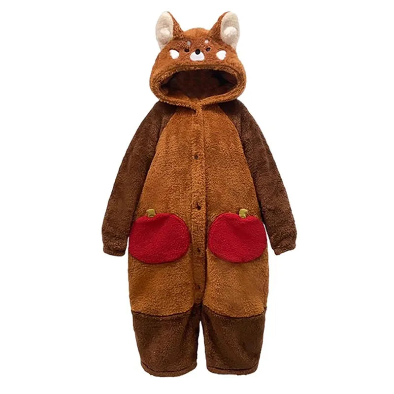 Kawaii Tegneserie Rød Panda Pyjamas Sæt