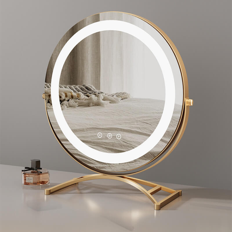Spejl med Dimmbar LED Lys og 360 Grad Rotation, Touch Kontrol