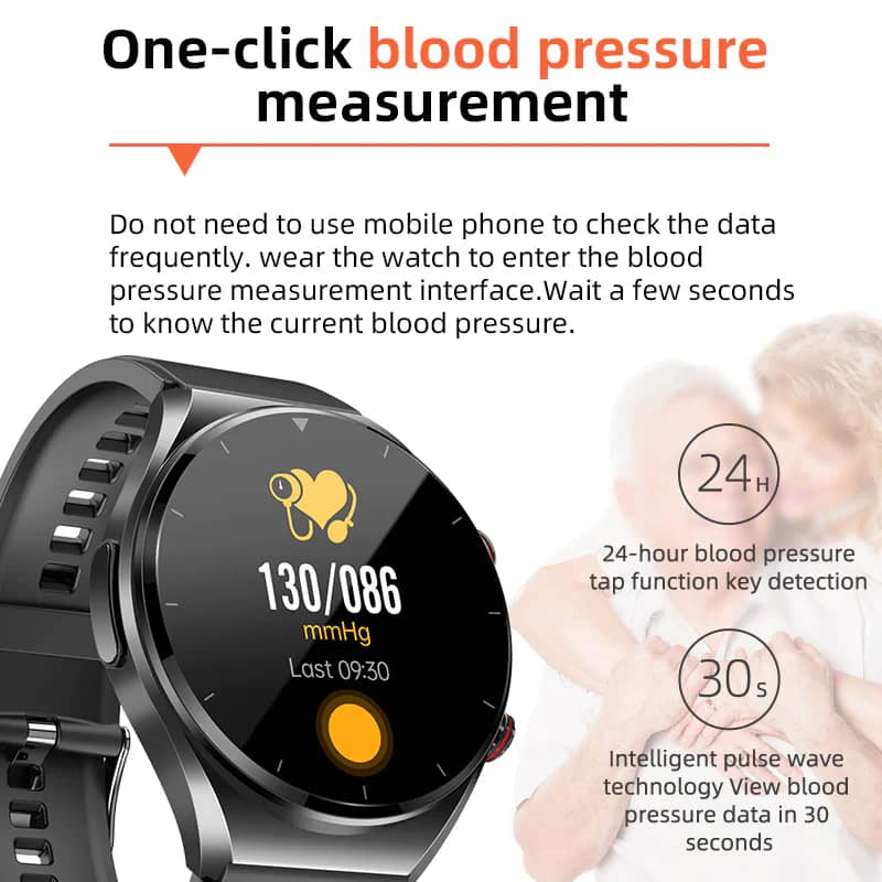 Én-Klik Blodsukker Blodtryk Ekg/Ekg Hrv Hjerteovervågning Suga Pro Sundhed Smartswatch
