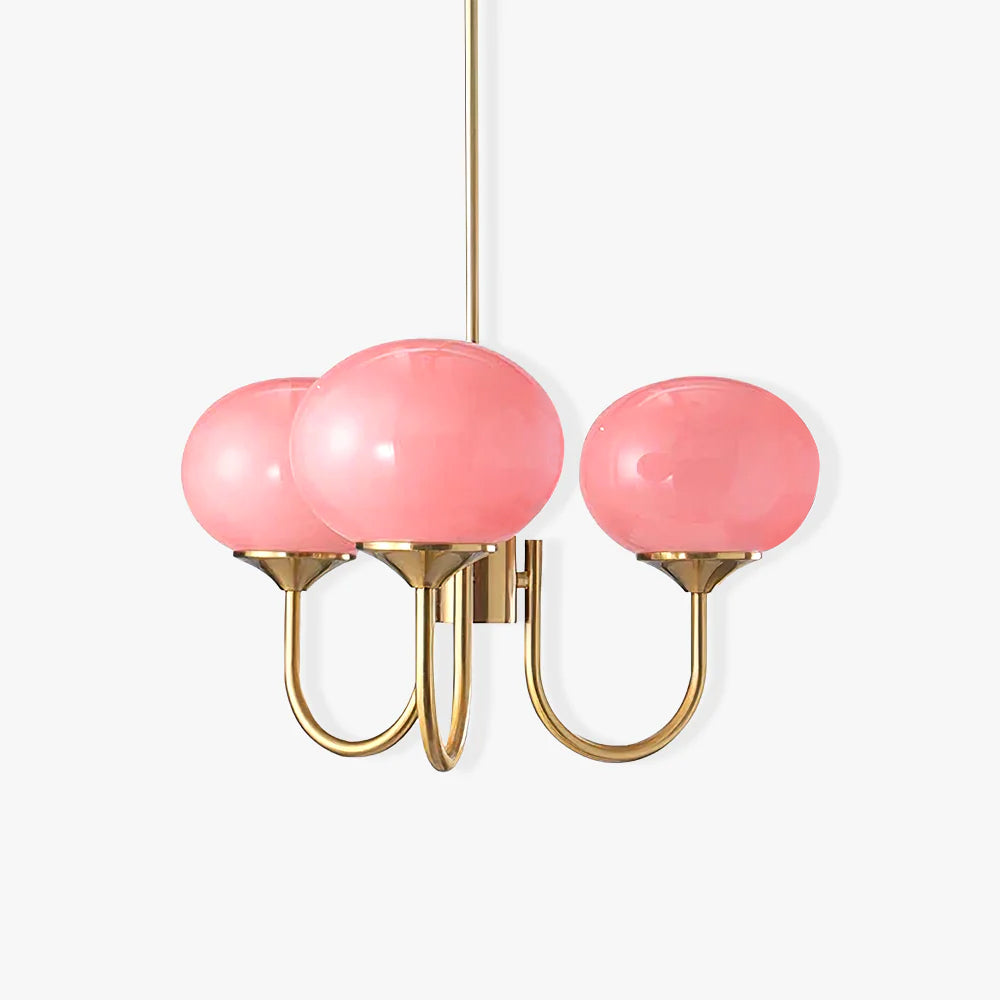 Alora Marshmallow Glam Chandelier Med Lys Rosa Glas