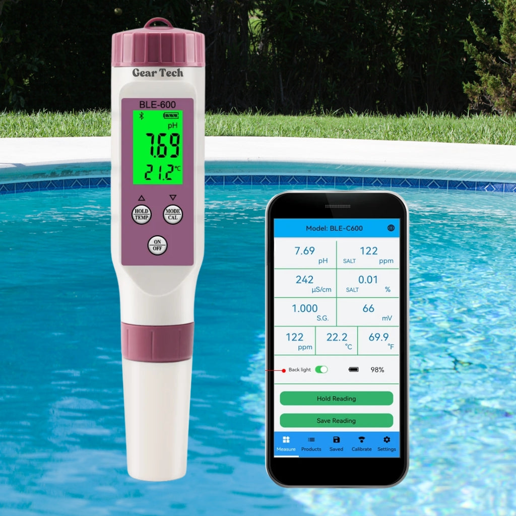 AquaSense 7 Parameter Digital Pool Tester Til pH Og Klor