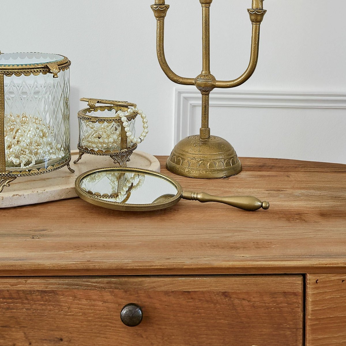 ARAVELLE Håndspejl – Elegant Vintage-spejl i Messing