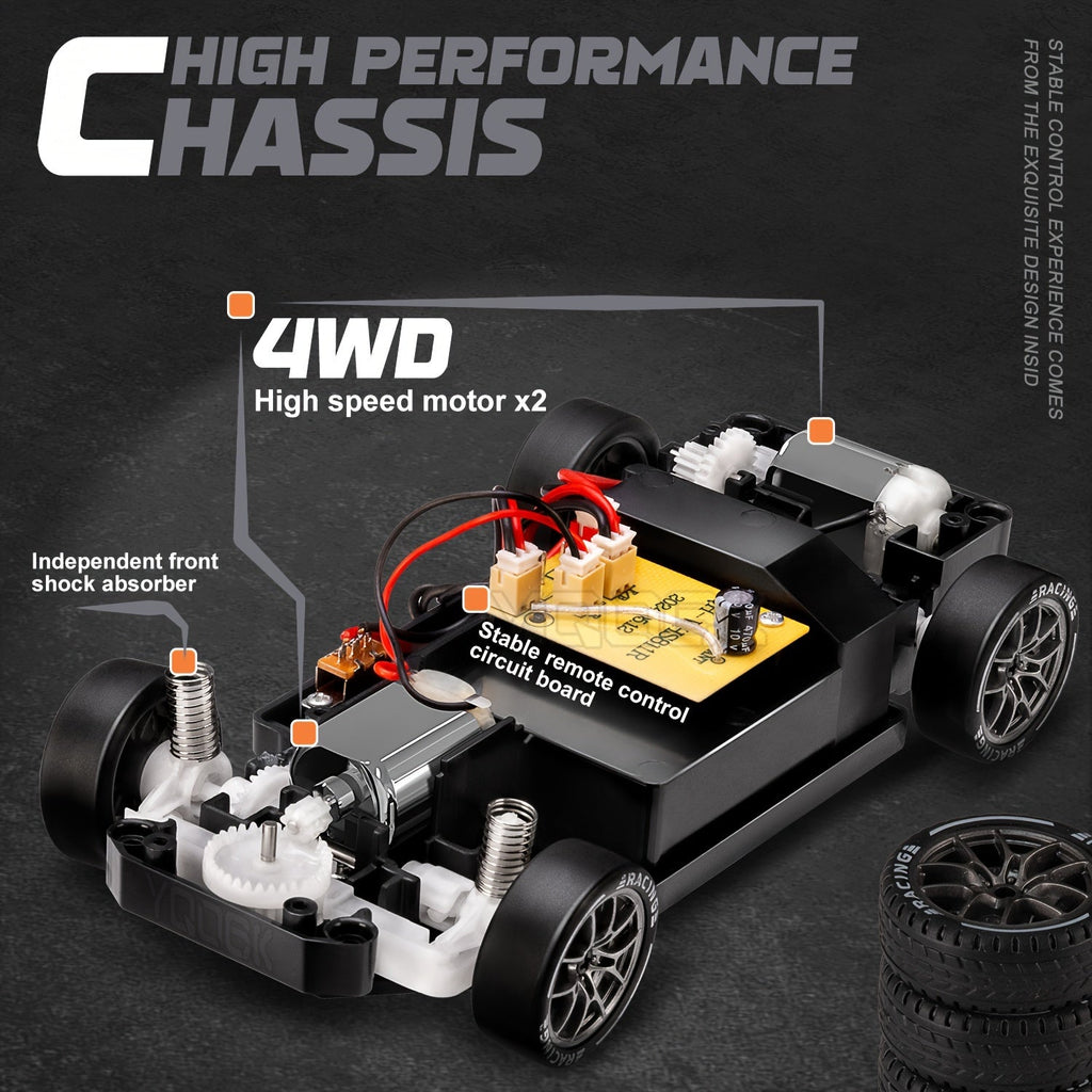 Ultimate 1:24 RC Driftbil med LED-hjul – Genopladeligt 4WD racing legetøj
