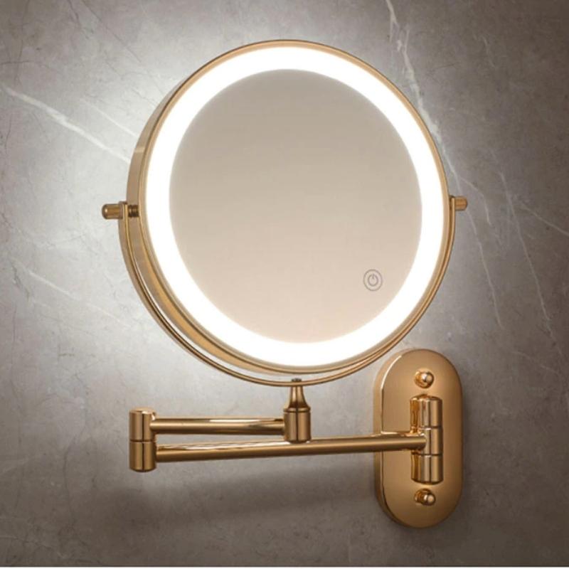 Luxeva Gold LED Forstørrelsesspejl Genopladeligt Til Badeværelset
