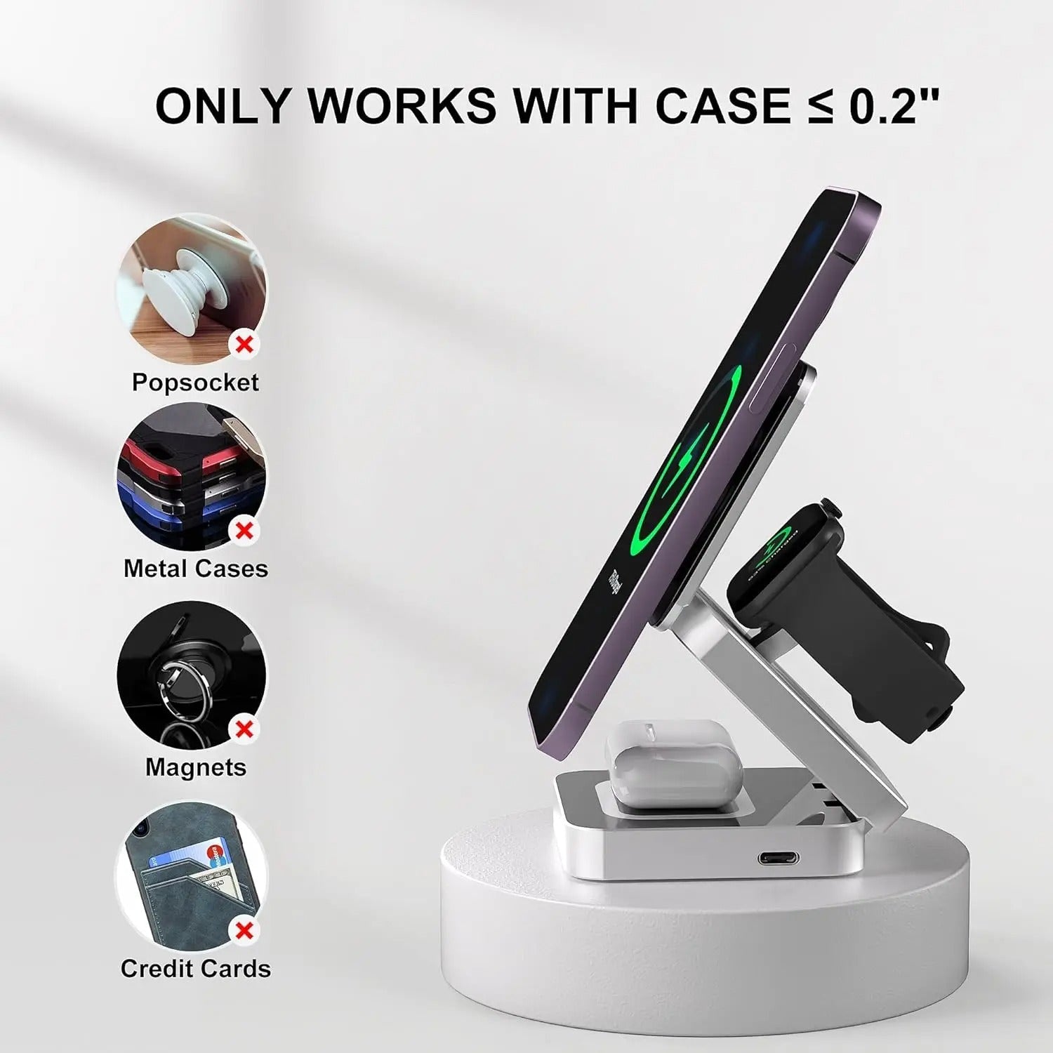Kompakt Magnetisk Foldbar Trådløs Oplader til iPhone og AirPods