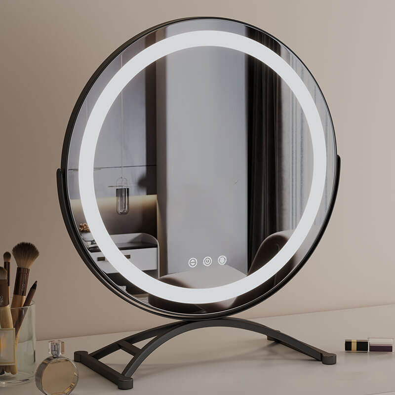 Sminkespejl med Dimmable LED Lys og 360 Grad Rotation, Touch Kontrol