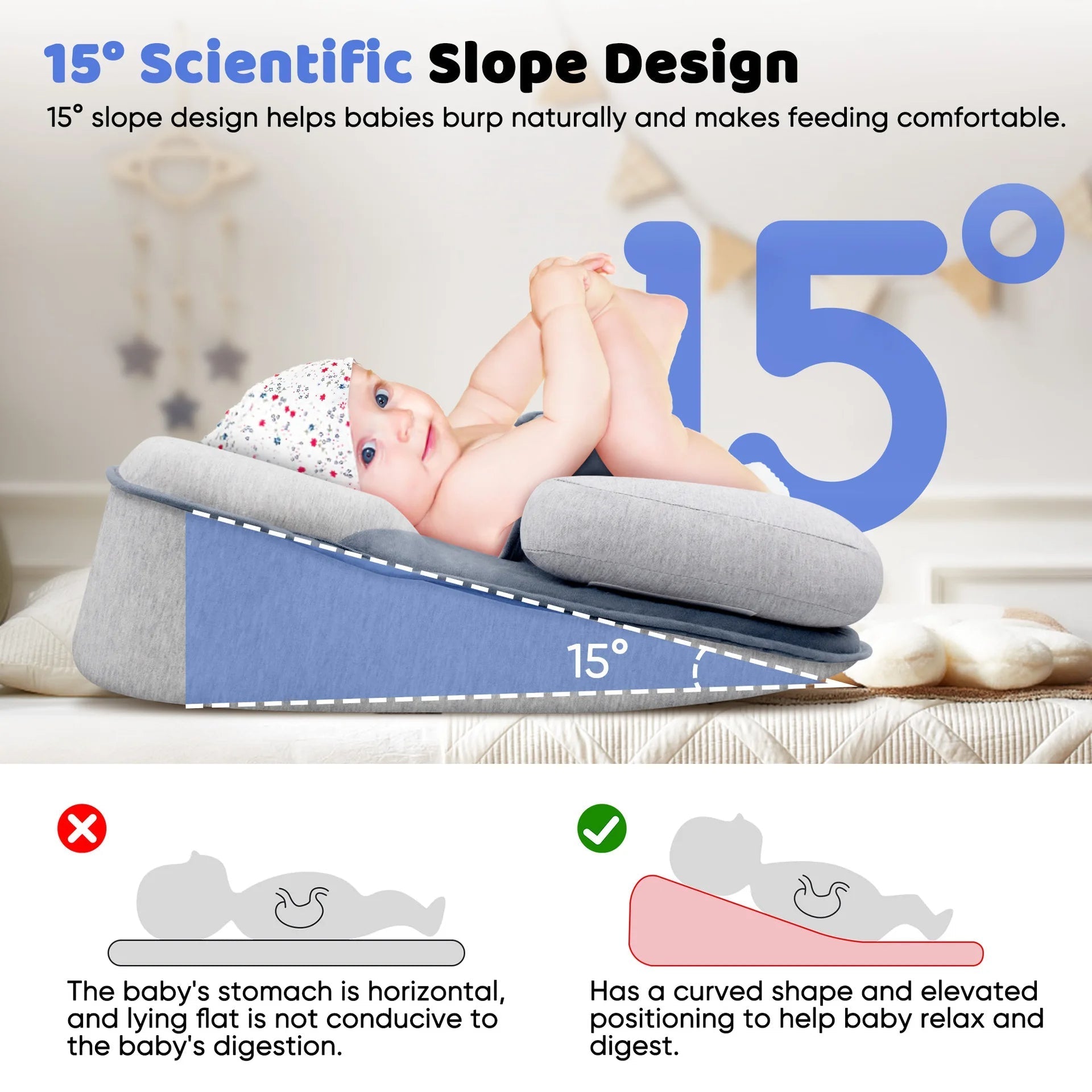 Anti-Reflux Hævet Baby Lounger Til Nyfødte Og Spædbørn