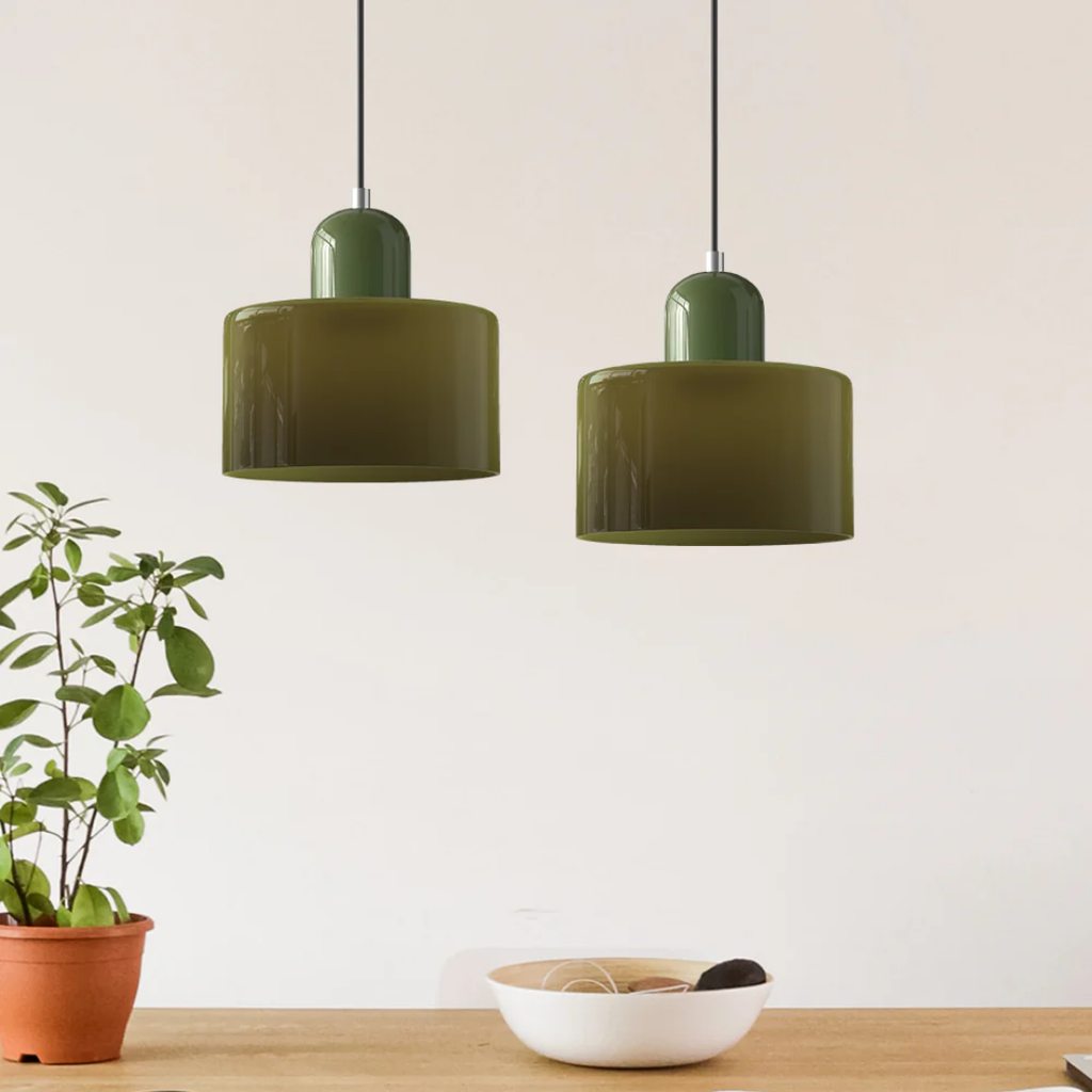 Retro Pendellampe med Glas Skærm og Justerbar Ledning for en Varm Atmosfære