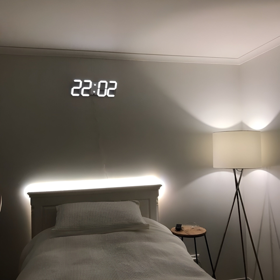 Futuristisk LED Vægur – Minimalistisk Design med Smart Tidsvisning