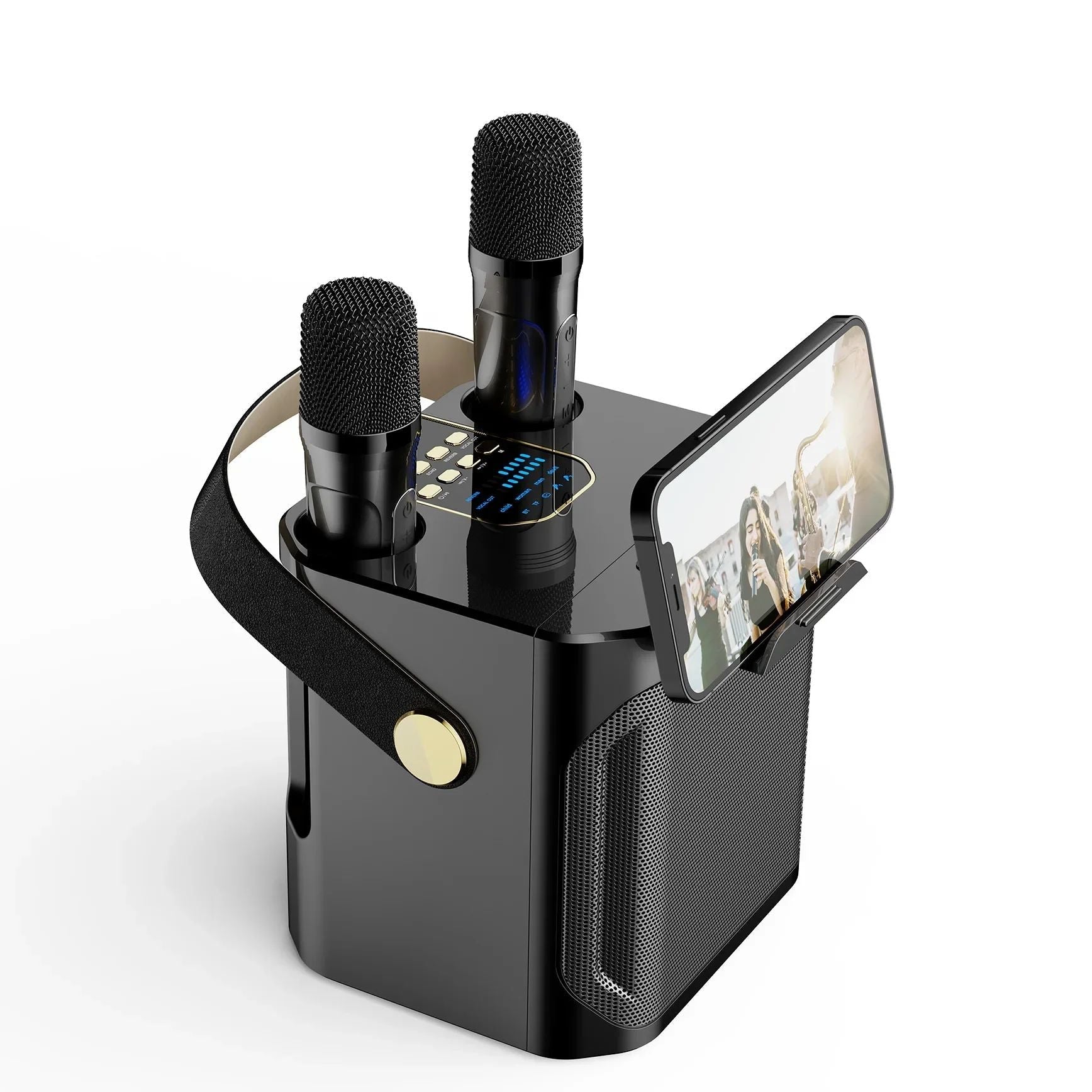 Karaoke Bluetooth-højttaler – 360° Surround Trådløs Subwoofer med Dual Mics