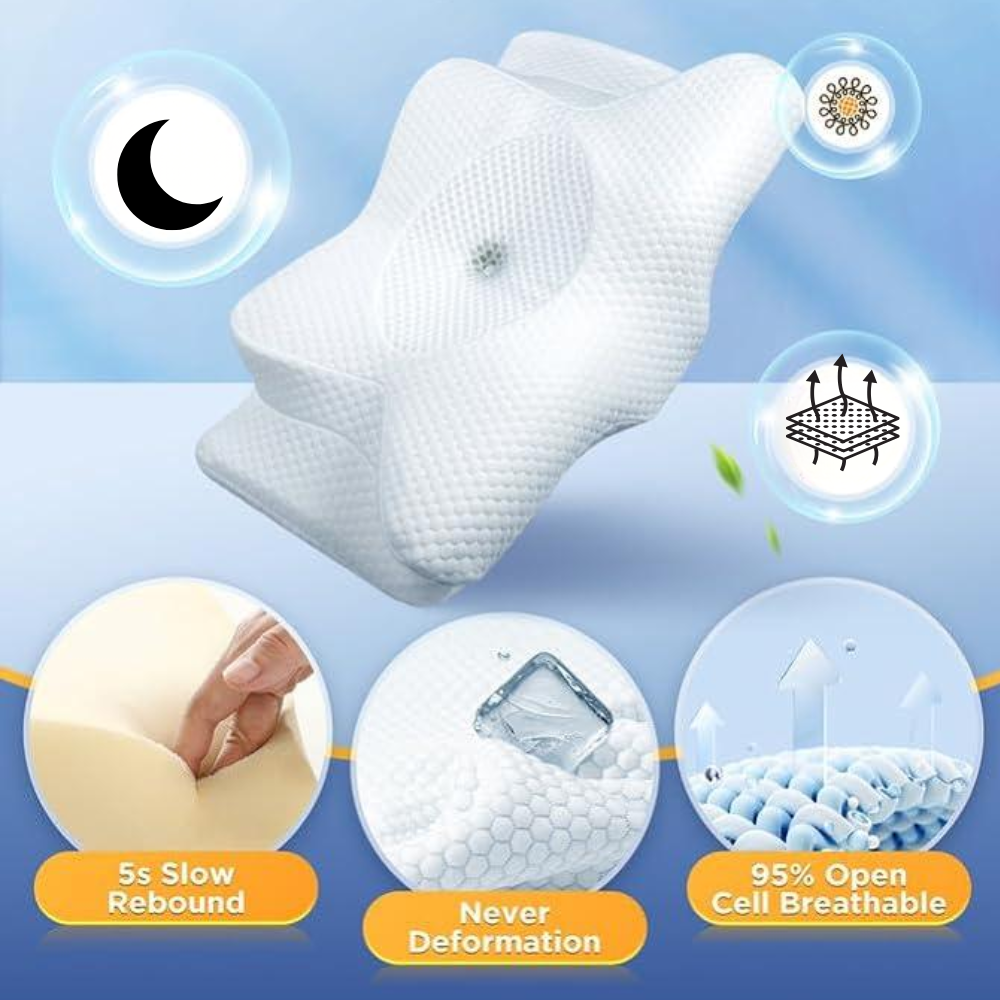 Anti-Snorke Pude | Ergonomisk Nakke- og Hovedstøtte | Hvid