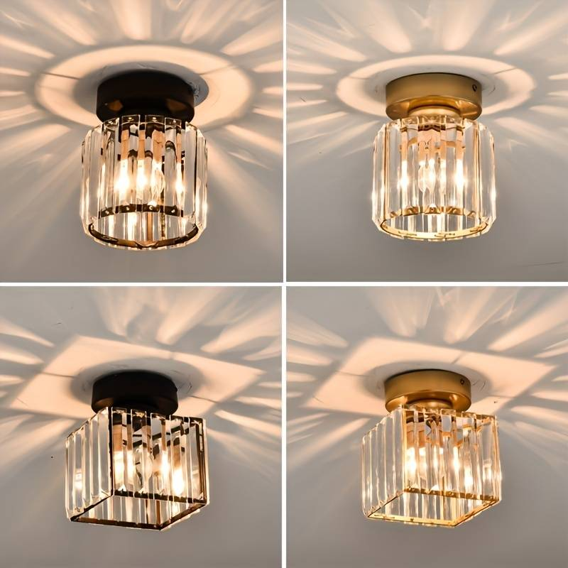 Krystalglas Loftlampe – Messingbeslag & Kompakt Design