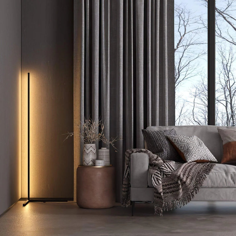 Minimalistisk LED Gulvlampe med Dæmpbare Lystilstande og Moderne Lineært Design