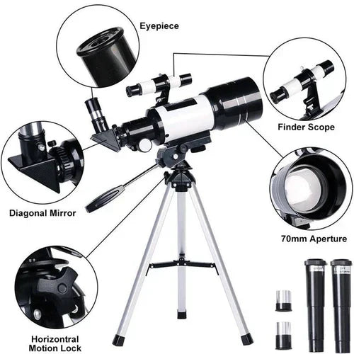 Udforsk stjernerne med lethed - Professionelt teleskop med stativ & 150x zoom til måneobservation