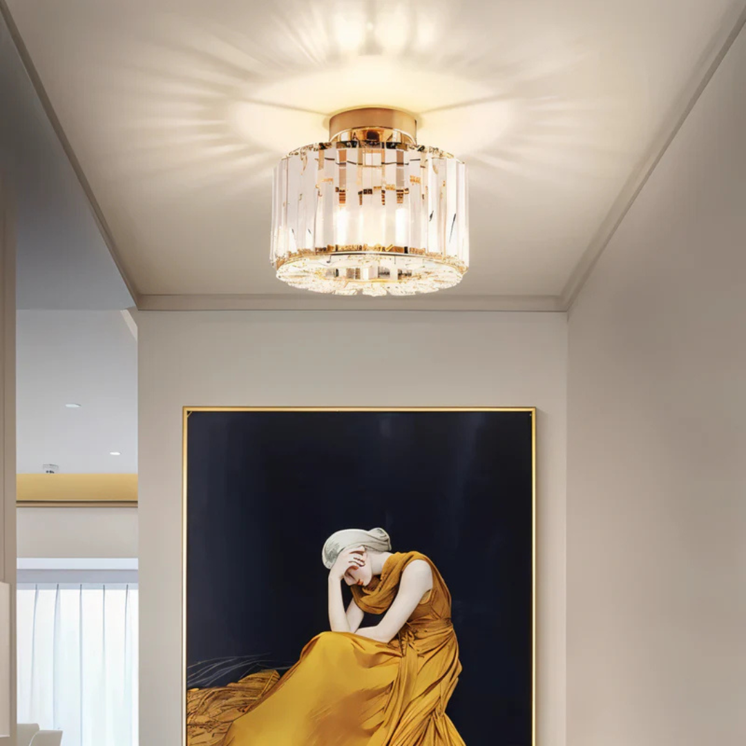 Krystal Loftlampe med Moderne Finish til Stue og Soveværelse