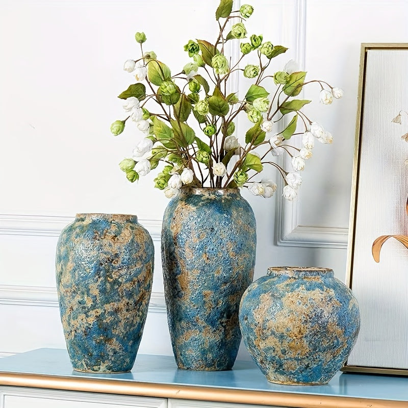 Unik Vintage Keramisk Vase – Håndlavet Blå Stentøj for et Autentisk Udseende