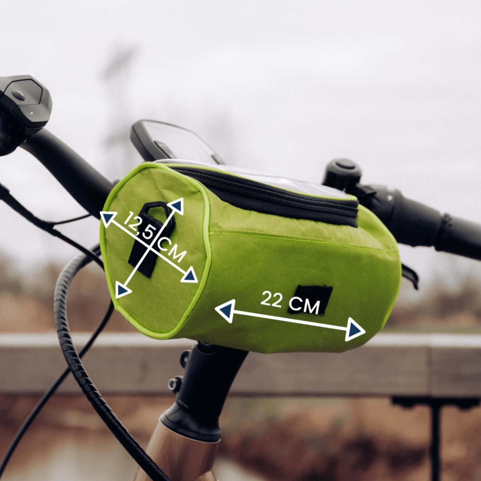 Praktisk Cykelstyrtaske med Smartphone Holder og Vandafvisende Materiale