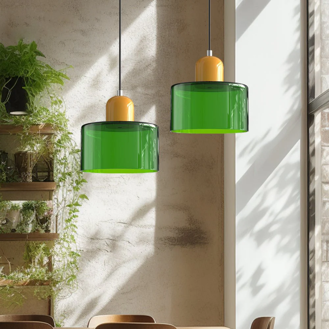 Retro Pendellampe med Glas Skærm og Justerbar Ledning for en Varm Atmosfære