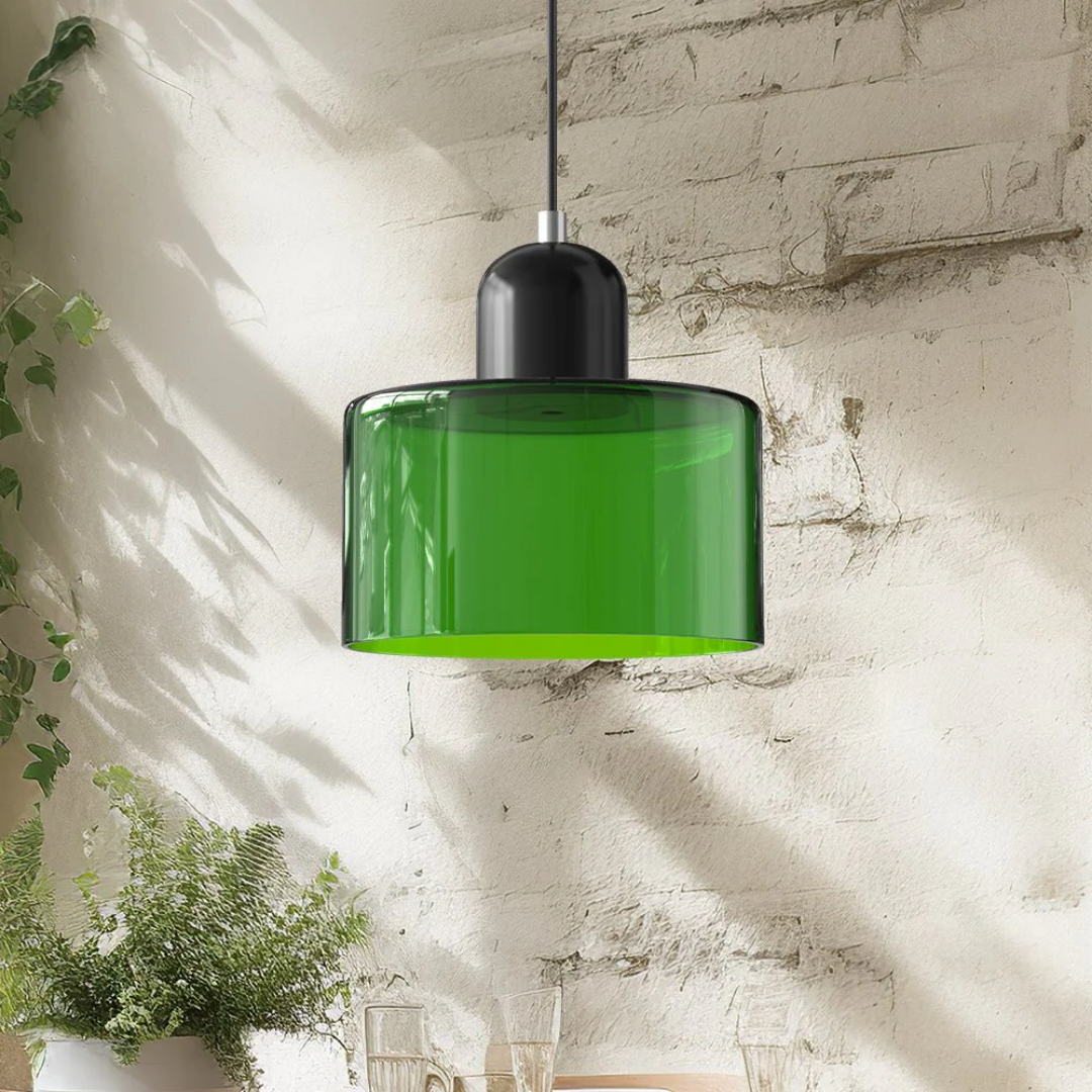 Retro Pendellampe med Glas Skærm og Justerbar Ledning for en Varm Atmosfære