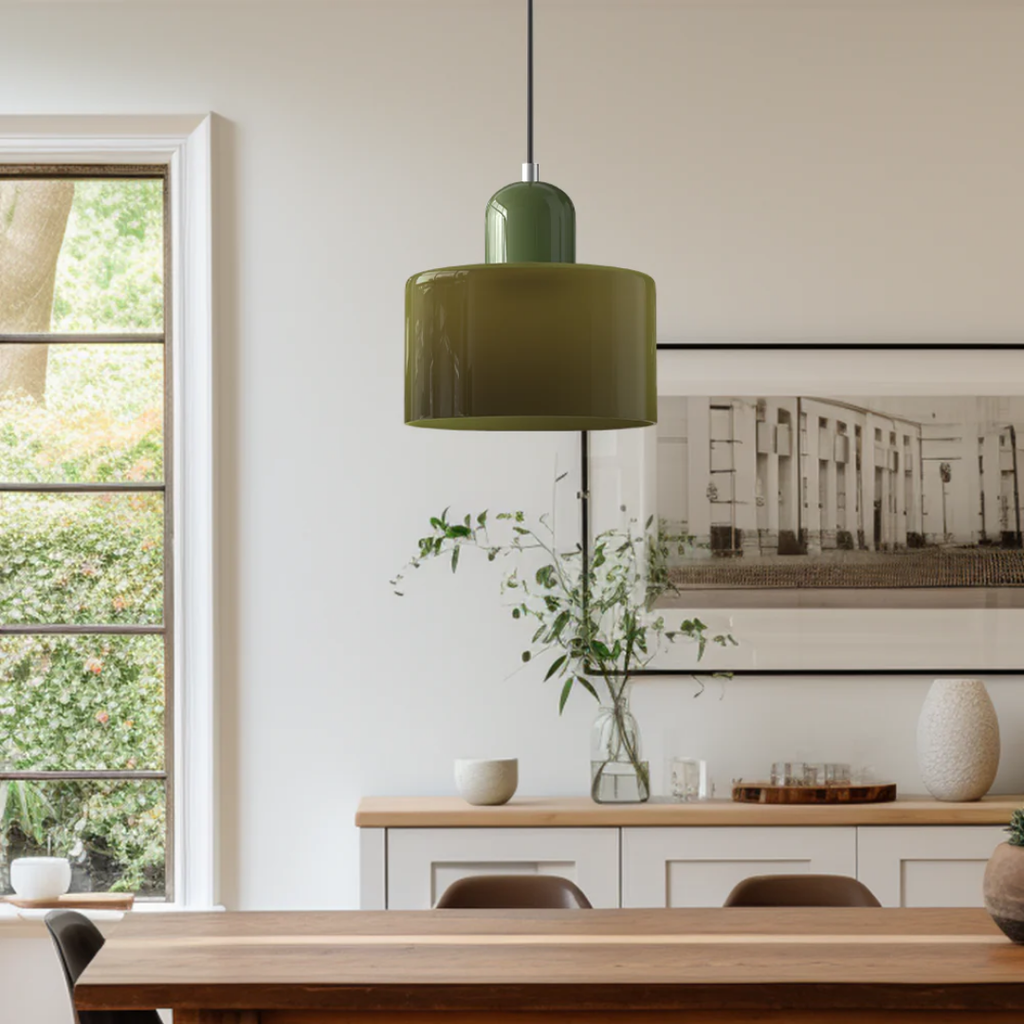 Retro Pendellampe med Glas Skærm og Justerbar Ledning for en Varm Atmosfære