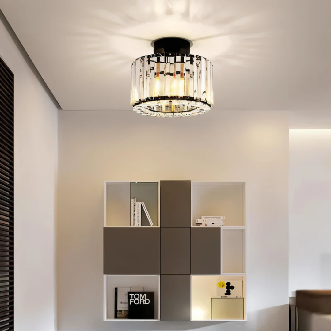 Krystal Loftlampe med Moderne Finish til Stue og Soveværelse