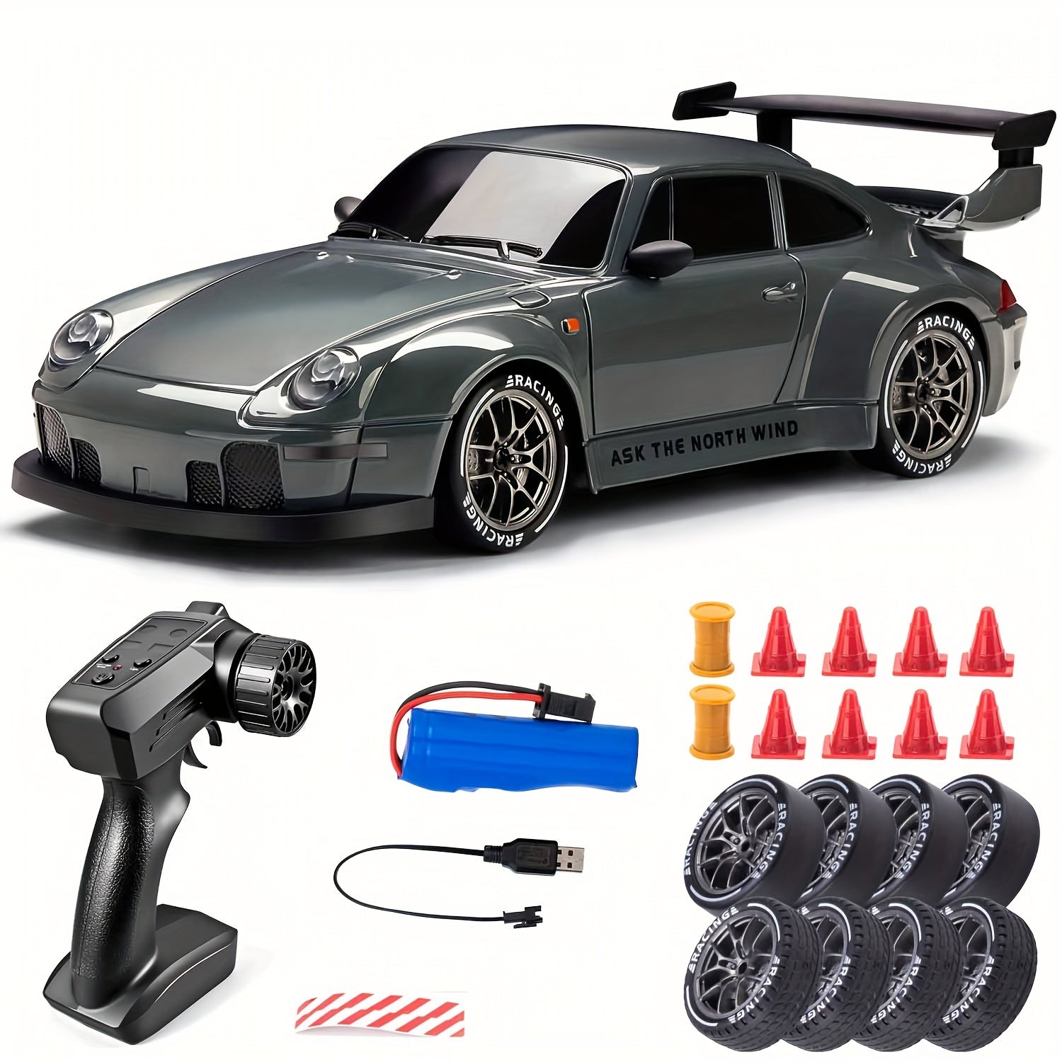 Ultimate 1:24 RC Driftbil med LED-hjul – Genopladeligt 4WD racing legetøj
