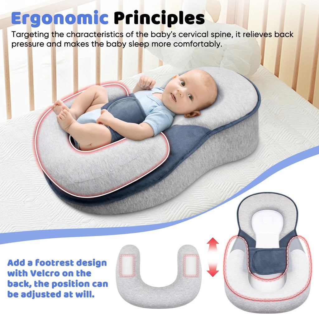 Anti-Reflux Hævet Baby Lounger Til Nyfødte Og Spædbørn