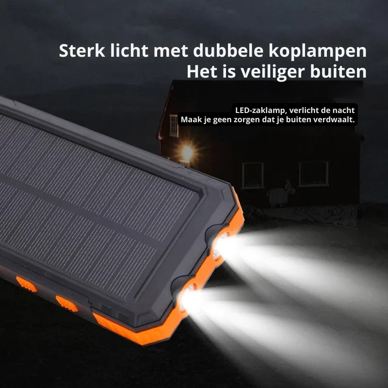 Bærbar Solenergi Power Bank med Hurtig Opladning og Dobbelt LED Lygte til Udendørsbrug
