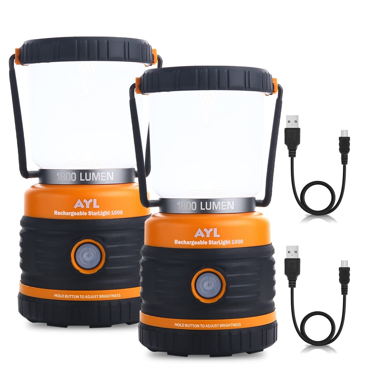 Ayl LED Campinglampe 1800Lm, Genopladelig, 4 Lysindstillinger, Vandtæt, 4400Mah Power Bank -