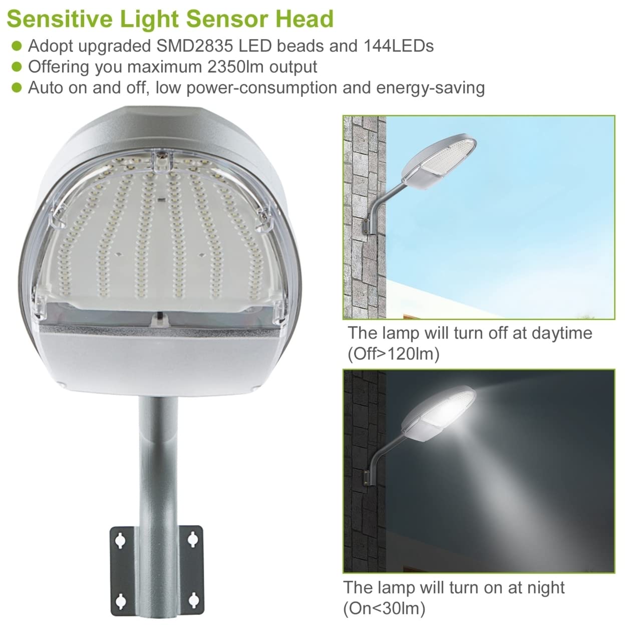 Kocaso Vægpakkelampe LED-lamper 144 Leds Med Fotocelle Sensor - Ip65 Vandtæt Udendørs Lampe