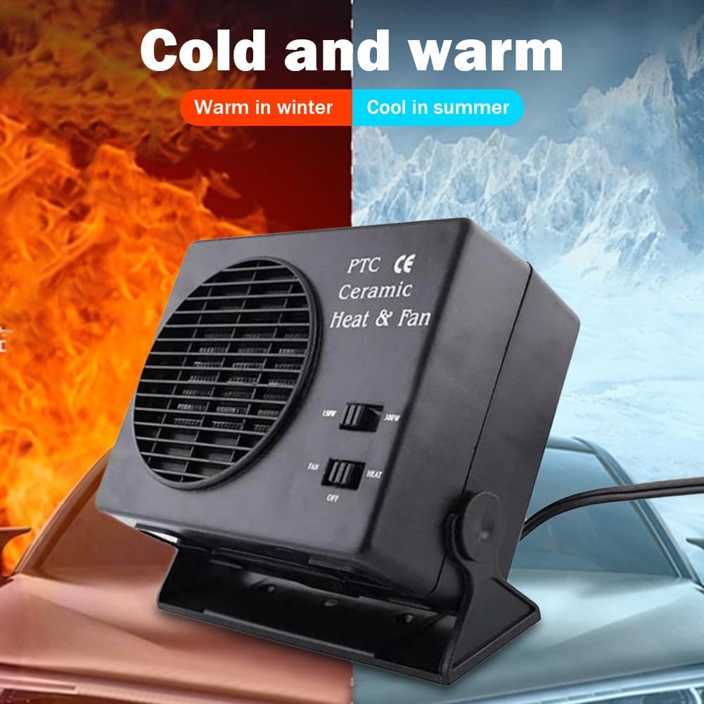 12V Keramisk Bilvarmer | 150W-300W Bærbar Vifte med Automatisk Termostat til Vinterbrug i Køretøjer
