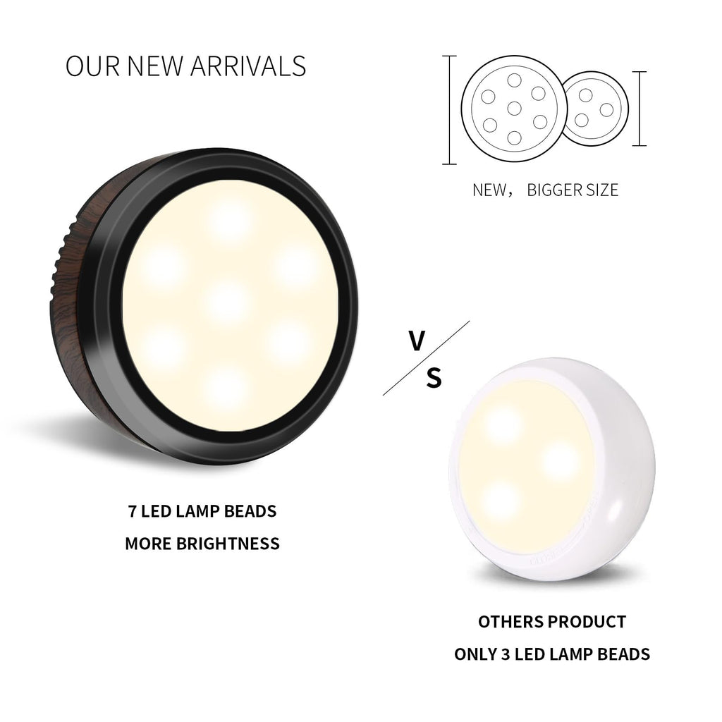 Leastyle Fjernbetjening LED Puck Lys, Dæmpbar Batteridrevet Under Skab Lys - 6 Pakke Naturlig Hvid