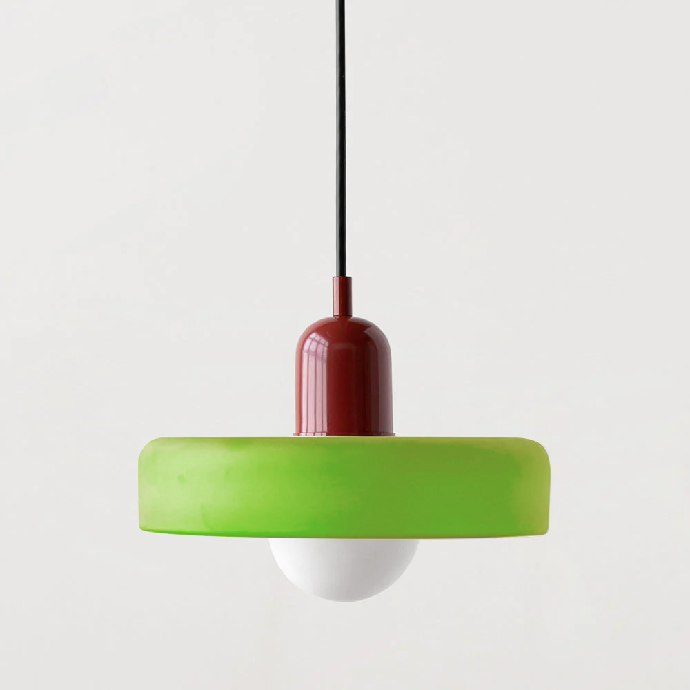 Bauhaus Pendellampe i Farget Glas med Justerbart Ophæng