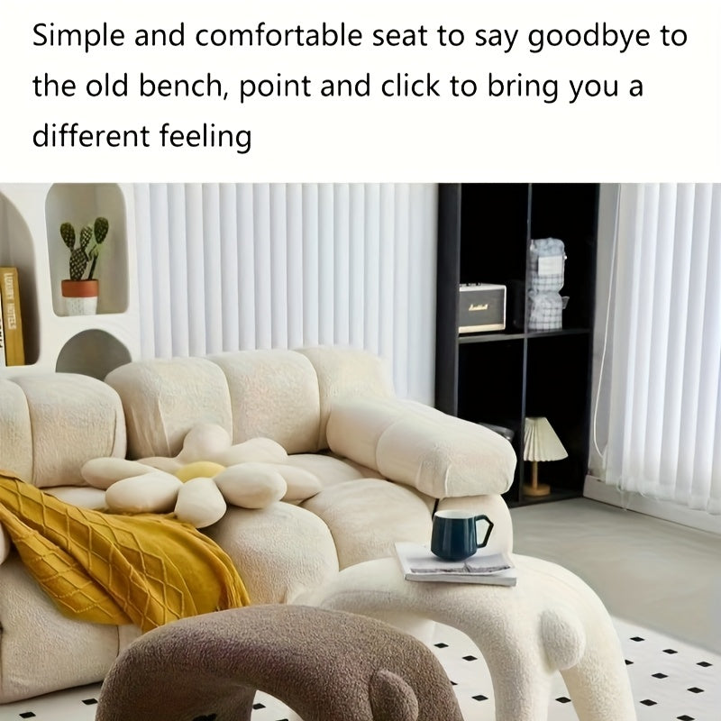 Katteformet Plush Pouf – Behagelig og Funktionel Design