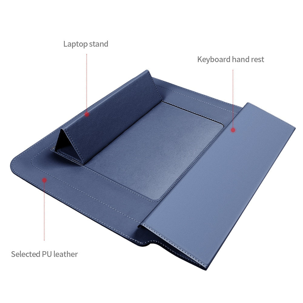 Laptop Sleeve med Indbygget Stativ – Beskyttende Etui til 11–16 tommer Laptops