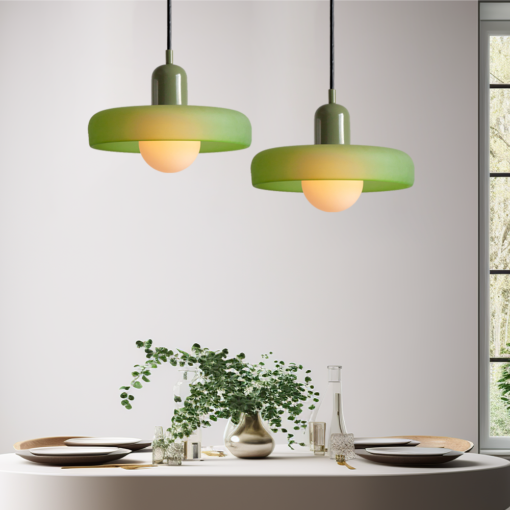 Liora Bauhaus Farvet Glas Pendelampe med Justerbar Højde | Petprovac