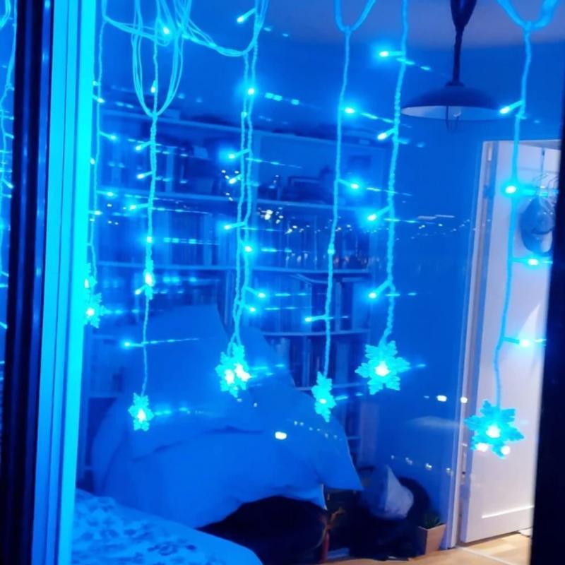 LED-Gardin Lyskæde med Snefnug | Indendørs & Udendørs