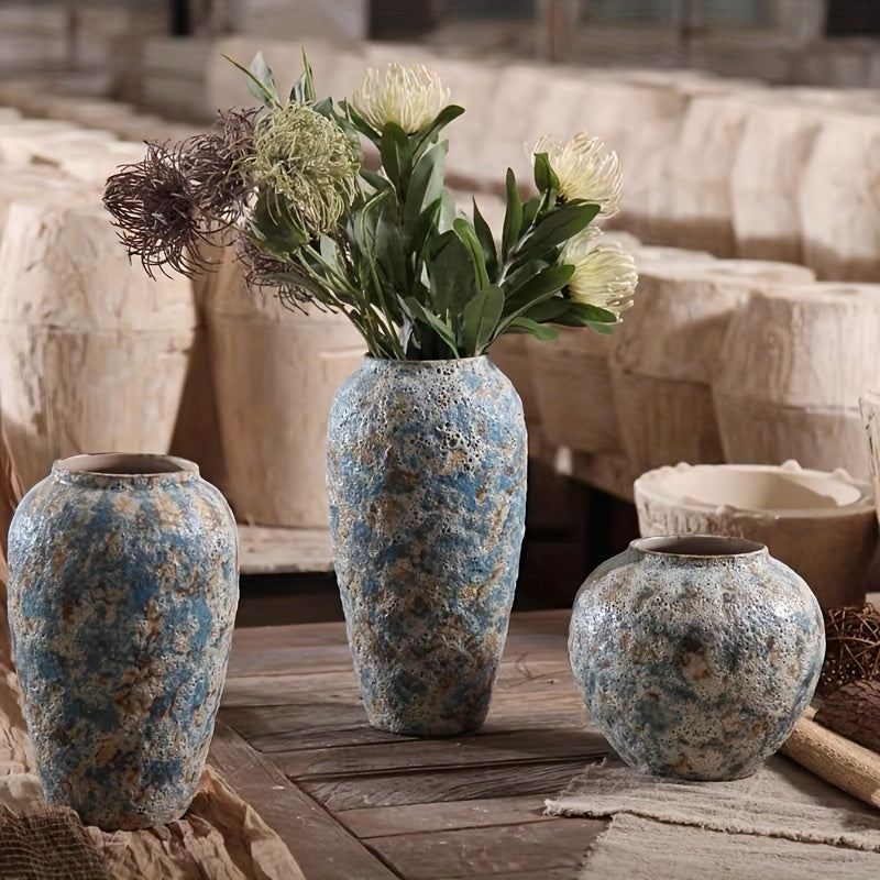 Unik Vintage Keramisk Vase – Håndlavet Blå Stentøj for et Autentisk Udseende