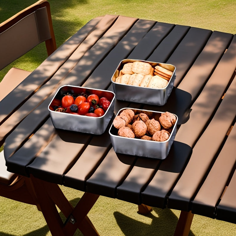 7-delt sæt i rustfrit stål til opbevaring af mad – Lækagesikre og stabelbare beholdere til hjemmet eller udendørs