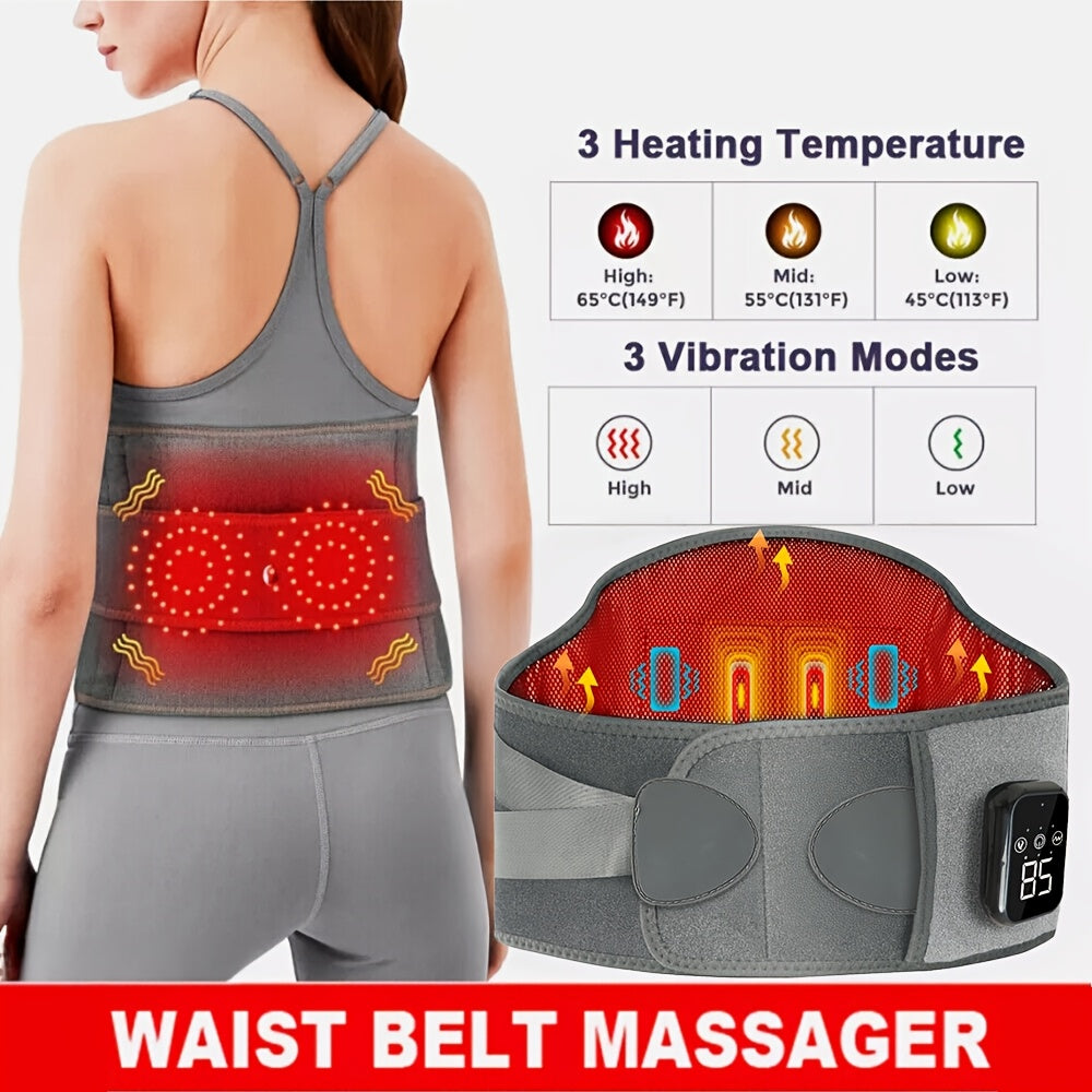 Trådløs Varm Massagebælte til Ryg og Talje – 3 Justerbare Varme- og Vibrationstilstande for Maksimal Afslapning